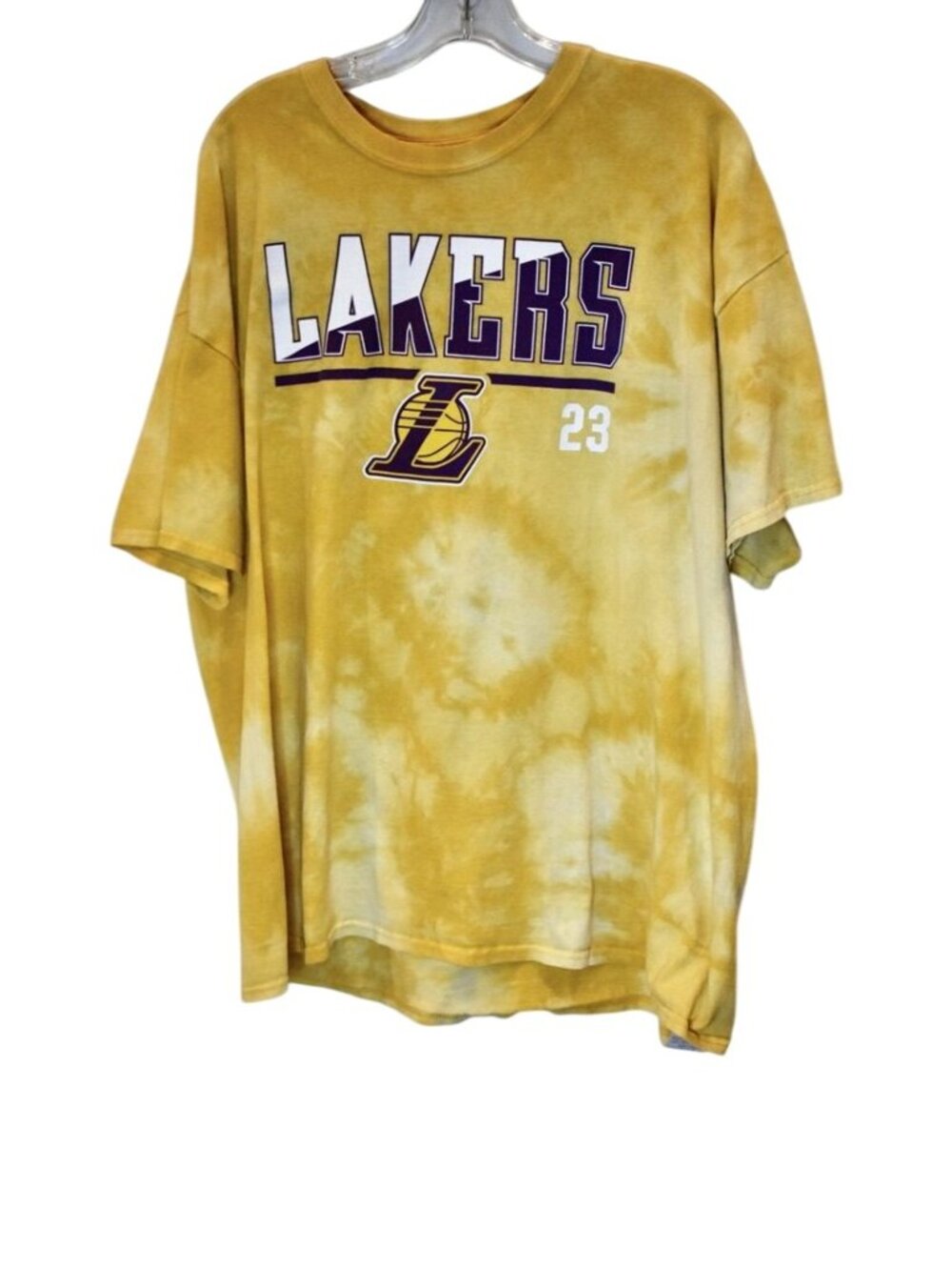 Men's NBA Los Angeles Lakers LeBron James Bleach Dye T-shirt Size XXL